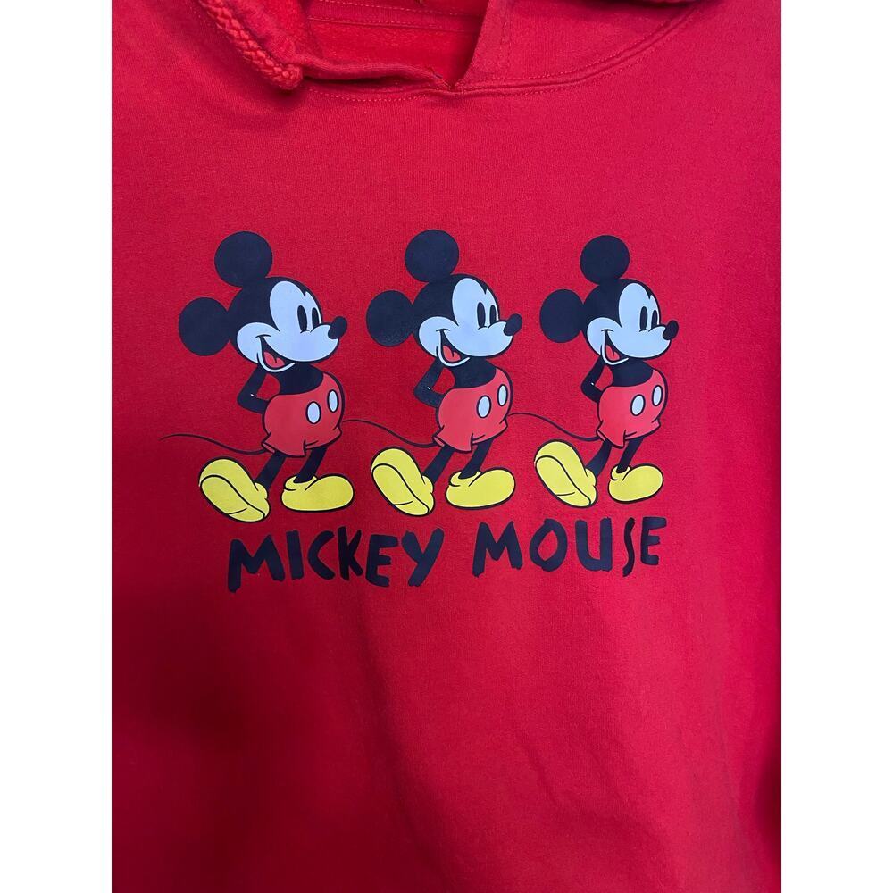 Disney Mickey Mouse Red Hooded Sweatshirt Boxy Cropped 3XL Plus Size Hoodie - Picture 2 of 12